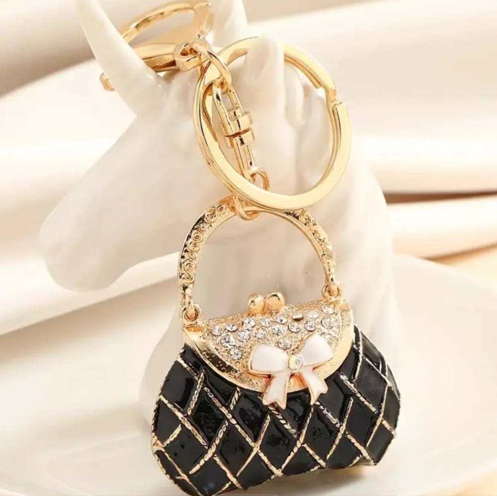 ✨3 FOR $28✨ 🆕️ BLACK PURSE KEYCHAIN / HANDBAG CHARM